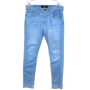 Hollister Skinny Epic Flex Jeans Mens 31 x 32 Light Wash Casual Whiskered Y2K